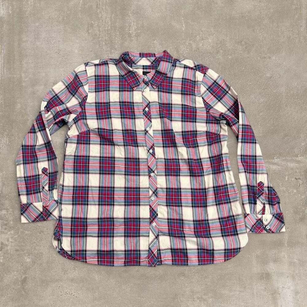 Talbots Women's Plaid Flannel Button-Up Long Sleeve Shirt XL